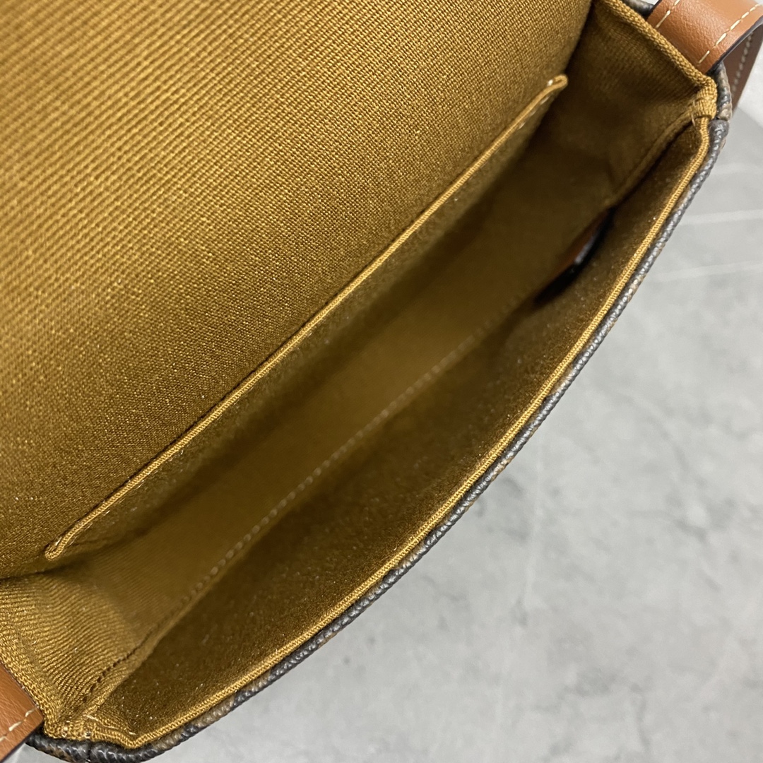 Celine Mini Besace Clea Shoulder Bag In Triomphe Canvas And Calfskin Tan 196702